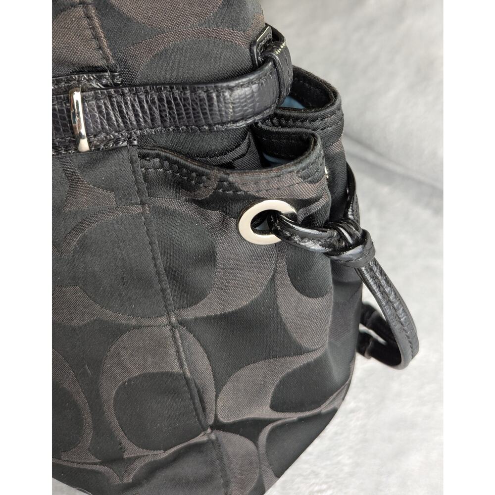 COACH Alexandra Signature Sateen Large Tote Bag Black/Silver 18485 - GUC - Picture 8 of 12